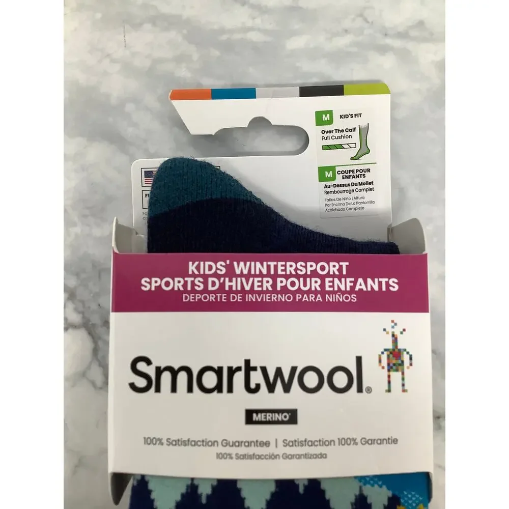 Smartwool Kids Medium Twilight Blue Wintersport OTC Merino Wool Socks OS26-25